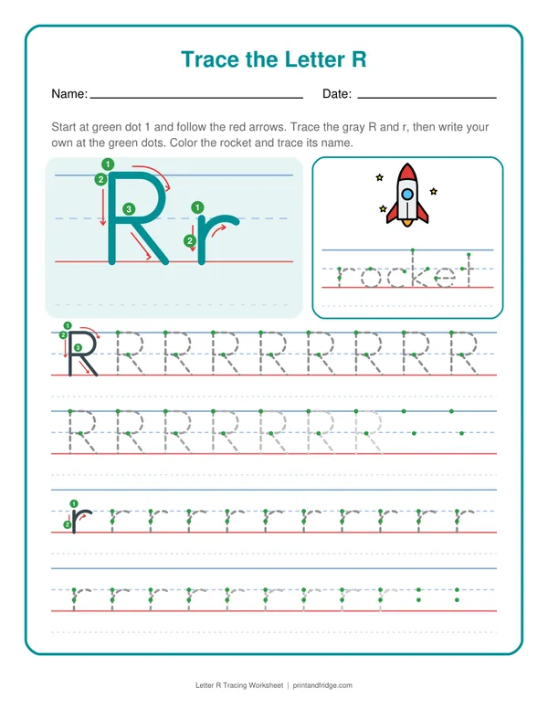 Letter R Tracing Worksheet printable worksheet