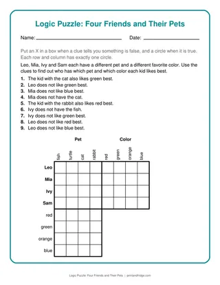 Logic Puzzle: Four Friends and Their Pets