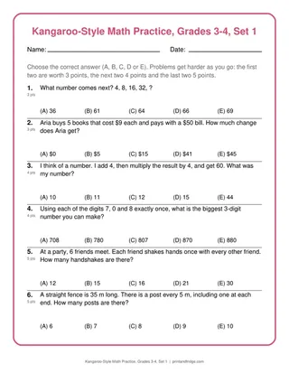 Kangaroo-Style Math Practice, Grades 3-4, Set 1