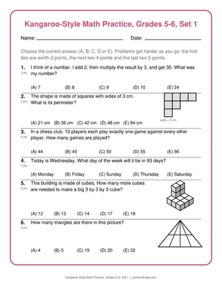 Kangaroo-Style Math Practice, Grades 5-6, Set 1