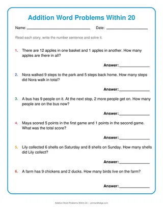 Addition Word Problems Within 20