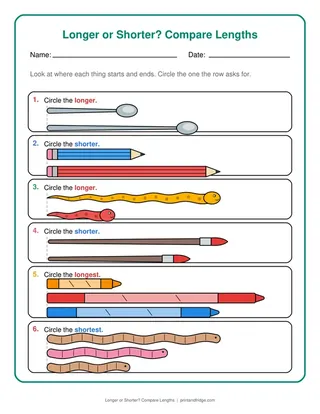 Longer or Shorter? Compare Lengths