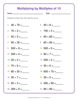 Multiplying by Multiples of 10