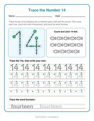 Trace the Number 14