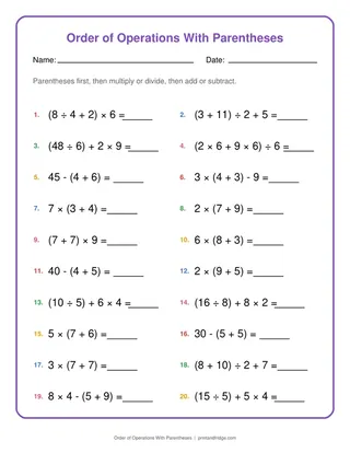 Order of Operations With Parentheses