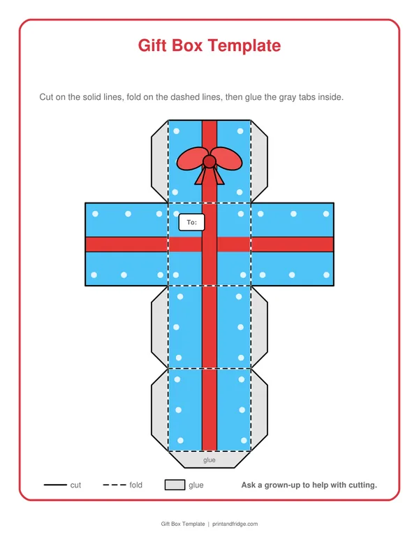 Gift Box Template printable activity