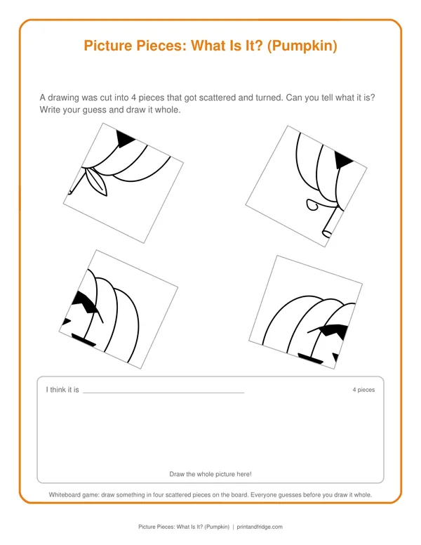 Picture Pieces: What Is It? (Pumpkin) printable game