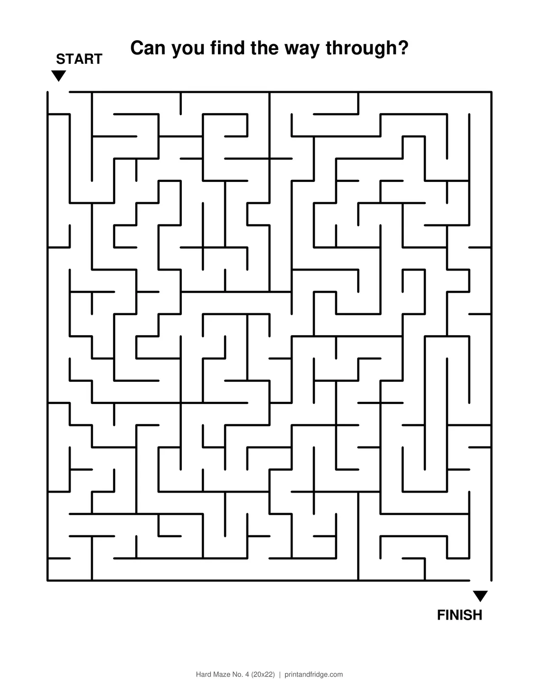 Hard Maze No. 4 (20x22) printable maze