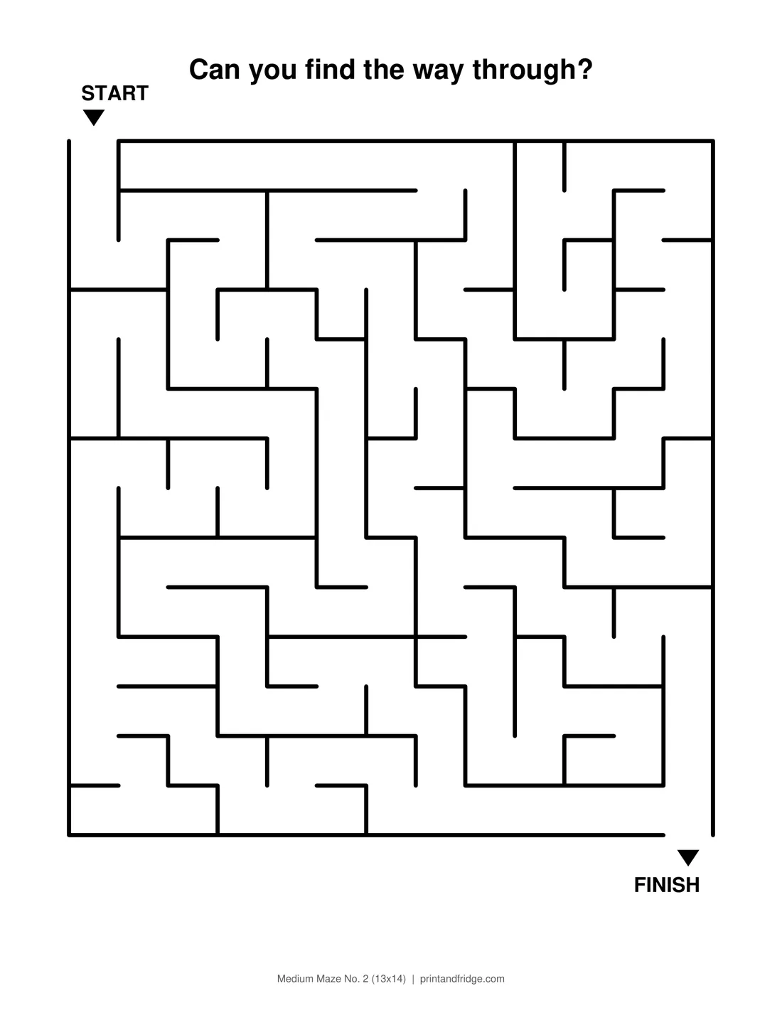 Medium Maze No. 2 (13x14) printable maze