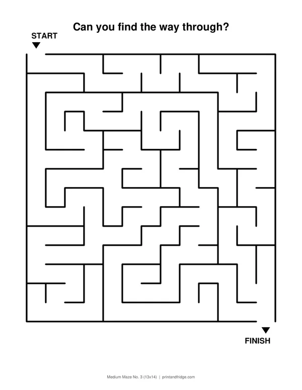 Medium Maze No. 3 (13x14) printable maze