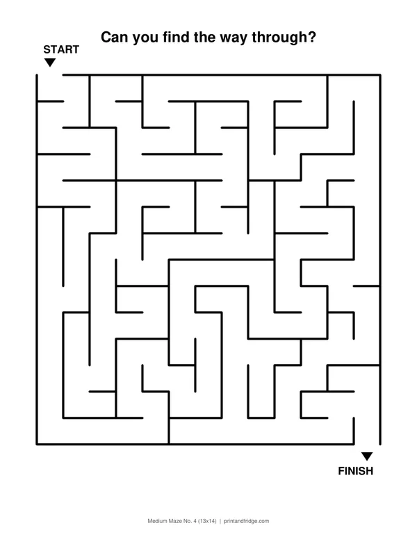 Medium Maze No. 4 (13x14) printable maze