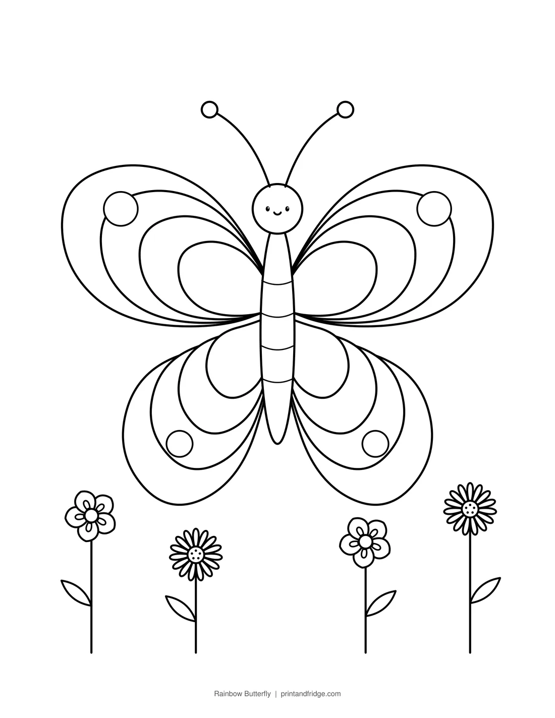 Rainbow Butterfly printable coloring page