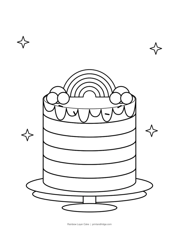 Rainbow Layer Cake printable coloring page