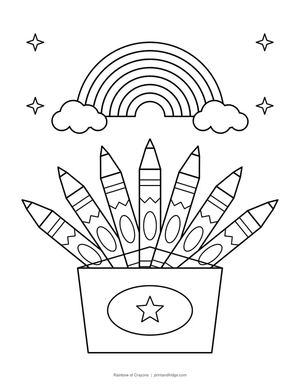 Rainbow of Crayons printable coloring page