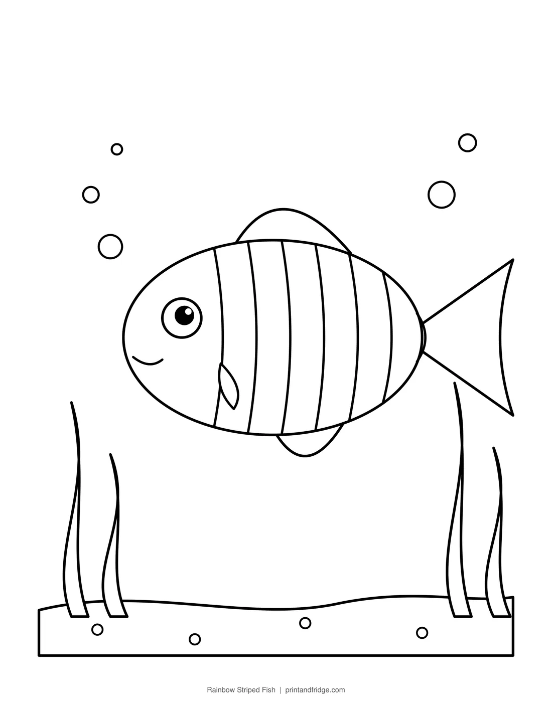 Rainbow Striped Fish printable coloring page