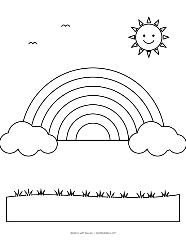 Rainbow with Clouds printable coloring page