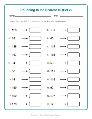 Rounding to the Nearest 10 (Set 2)