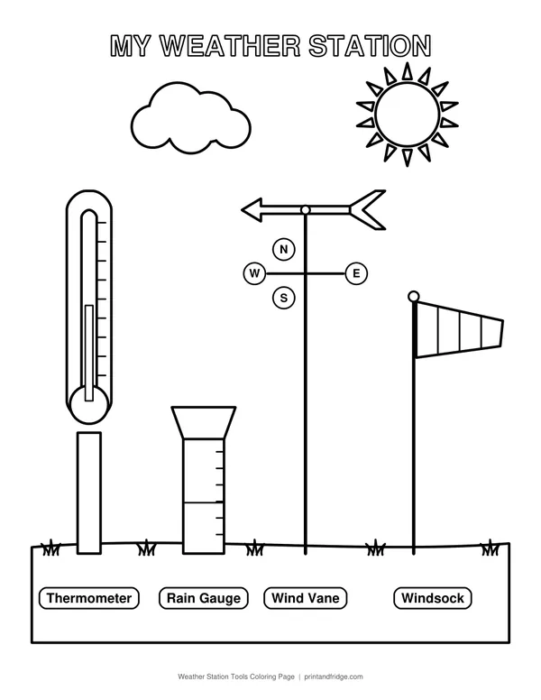 Weather Station Tools Coloring Page printable coloring page