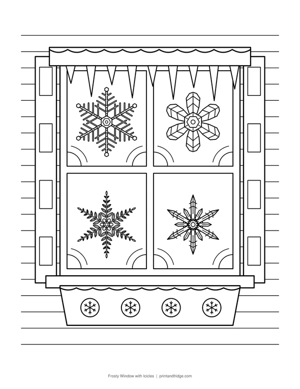 Frosty Window with Icicles printable coloring page