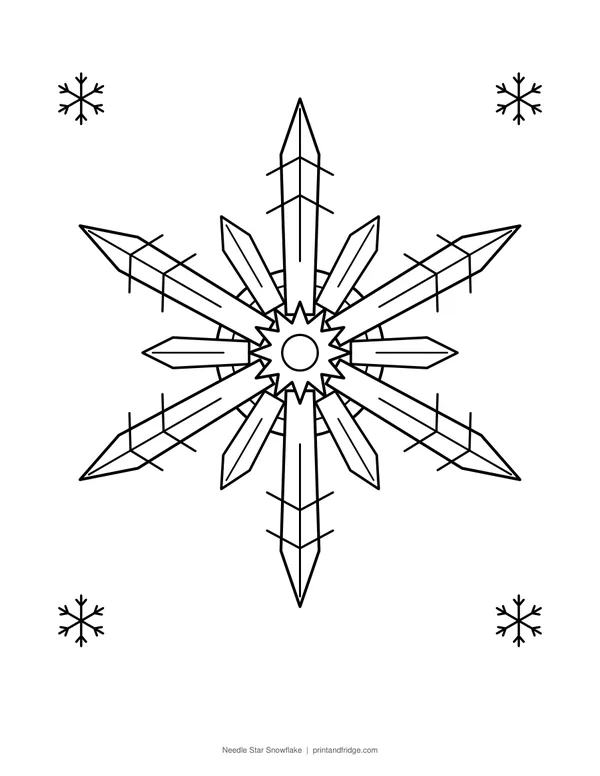 Needle Star Snowflake printable coloring page