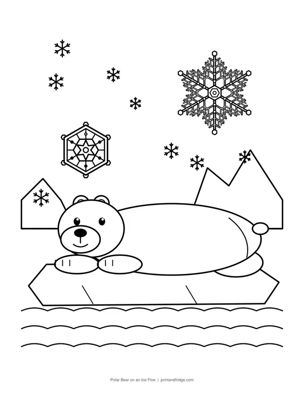 Polar Bear on an Ice Floe printable coloring page