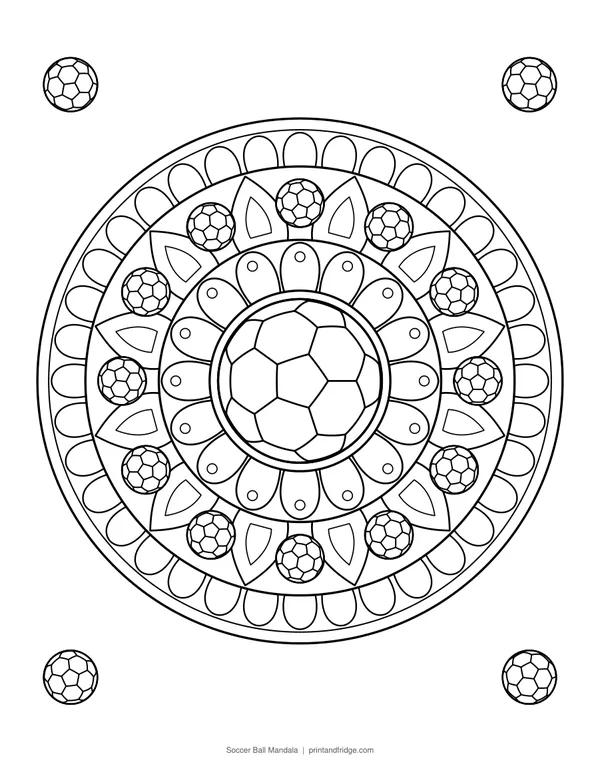 Soccer Ball Mandala coloring page