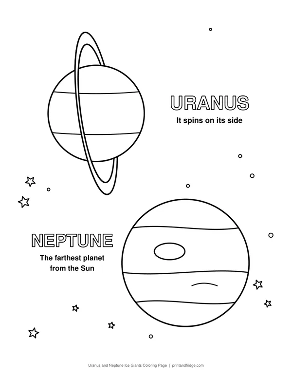 Uranus and Neptune Ice Giants Coloring Page printable coloring page