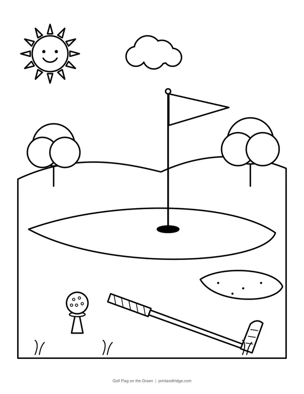 Golf Flag on the Green printable coloring page