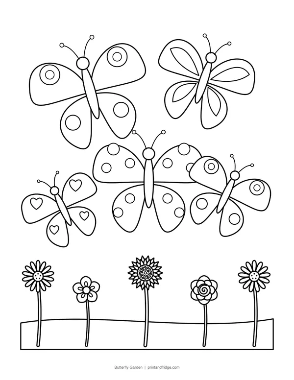 Butterfly Garden printable coloring page