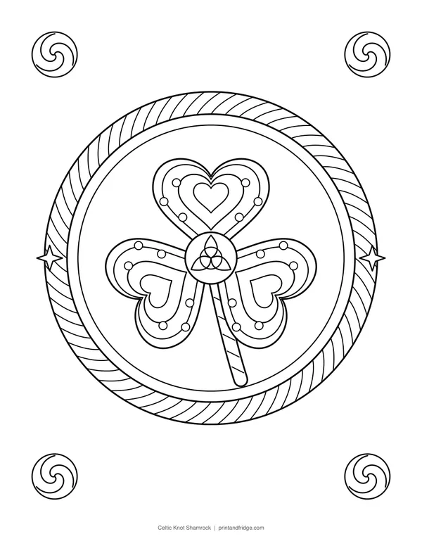 Celtic Knot Shamrock printable coloring page