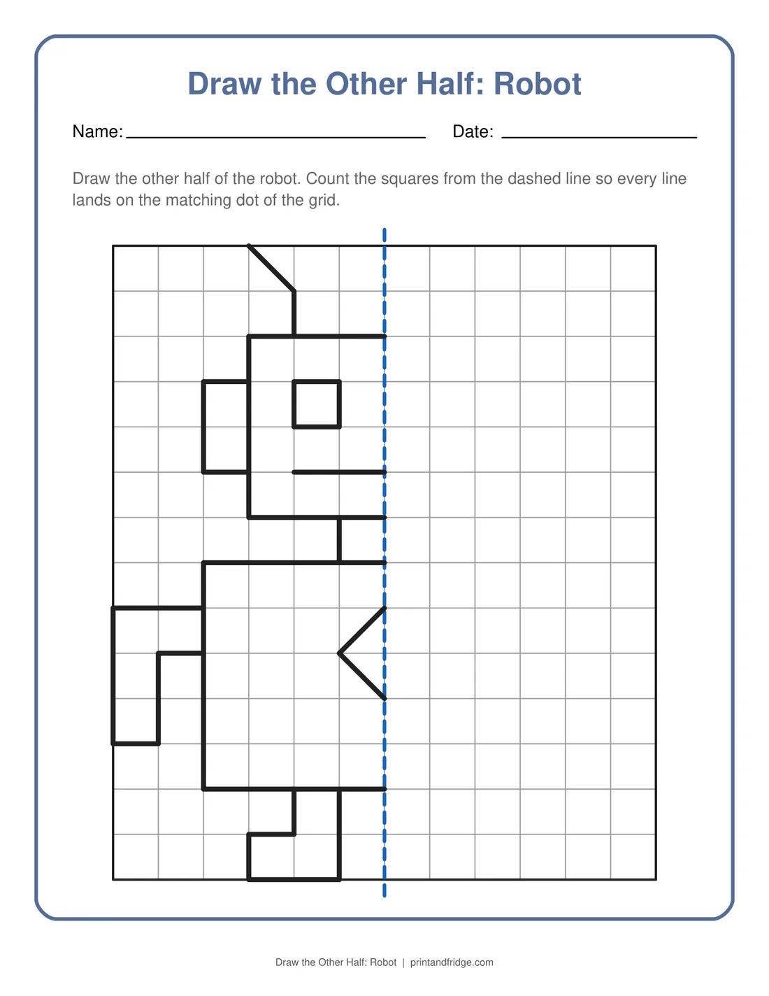 Draw the Other Half: Robot printable worksheet