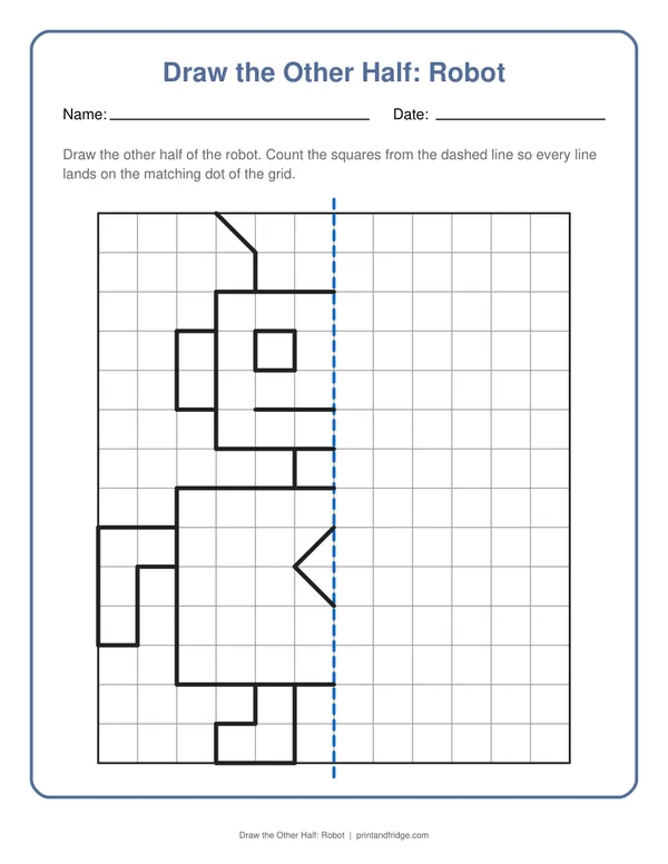 Draw the Other Half: Robot printable worksheet