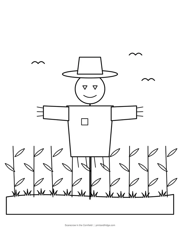 Scarecrow in the Cornfield coloring page