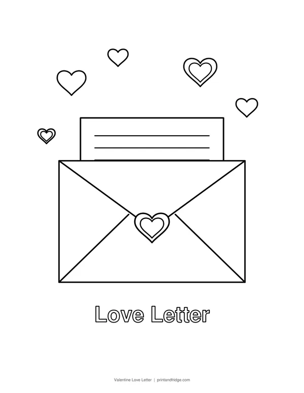 Valentine Love Letter printable coloring page