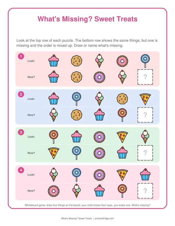 What's Missing? Sweet Treats printable game