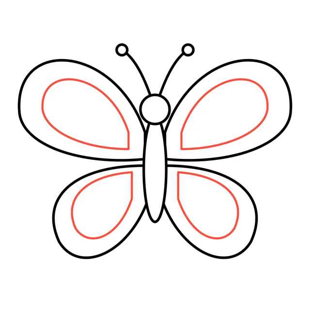 butterfly drawing, step 5