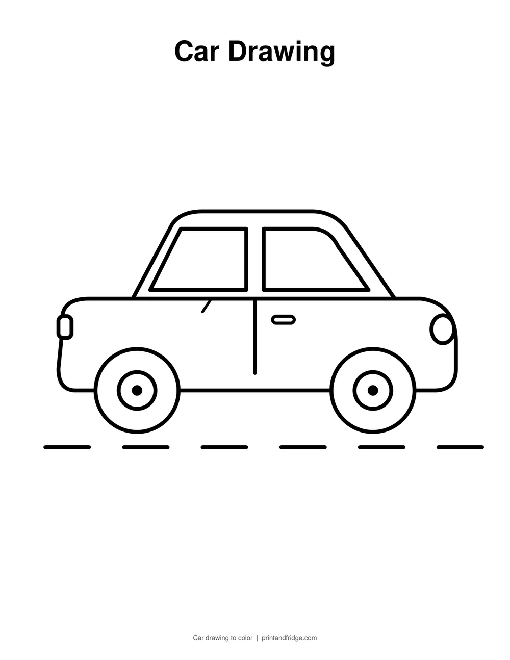 car drawing printable to color