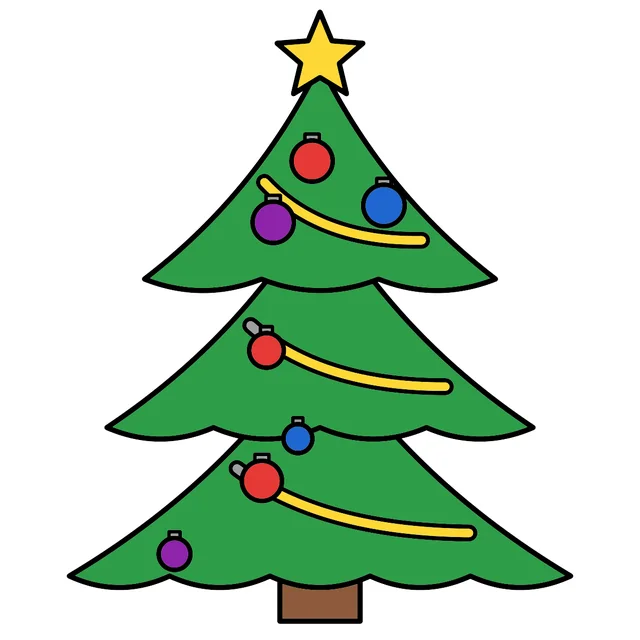 christmas tree drawing colored in
