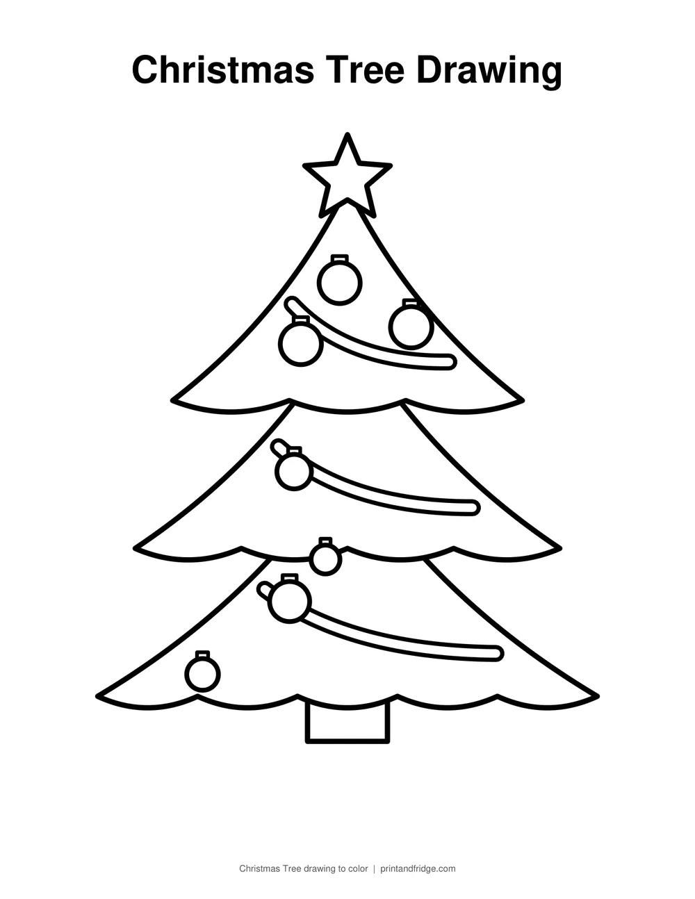 christmas tree drawing printable to color