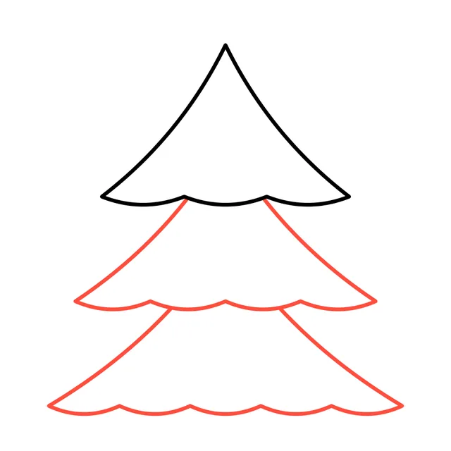 christmas tree drawing, step 2