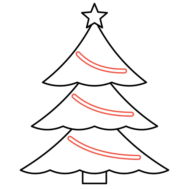 christmas tree drawing, step 5