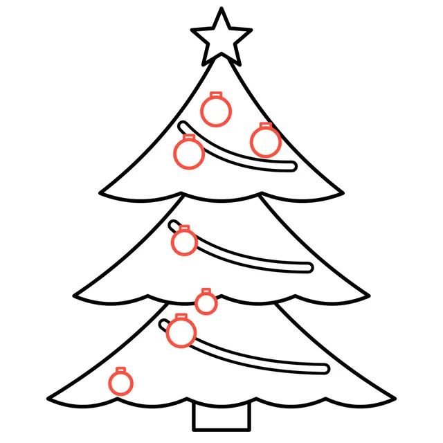 christmas tree drawing, step 6