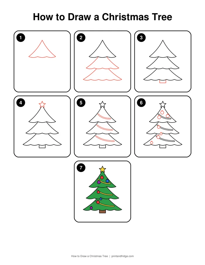 how to draw a christmas tree printable worksheet