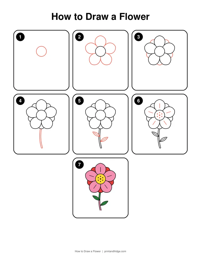 how to draw a flower printable worksheet
