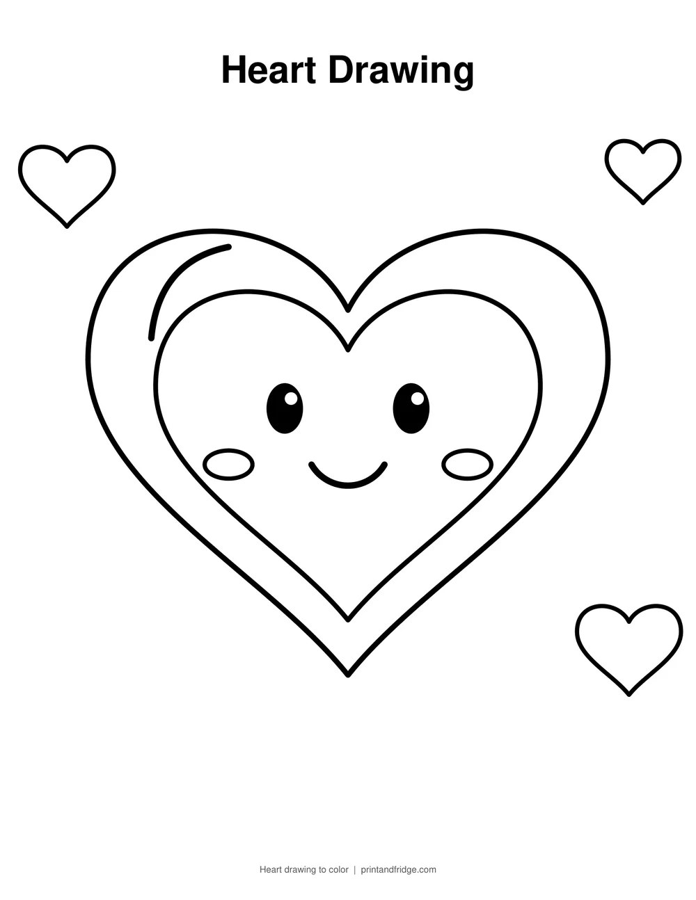 heart drawing printable to color