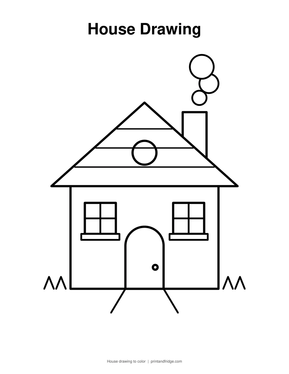 house drawing printable to color