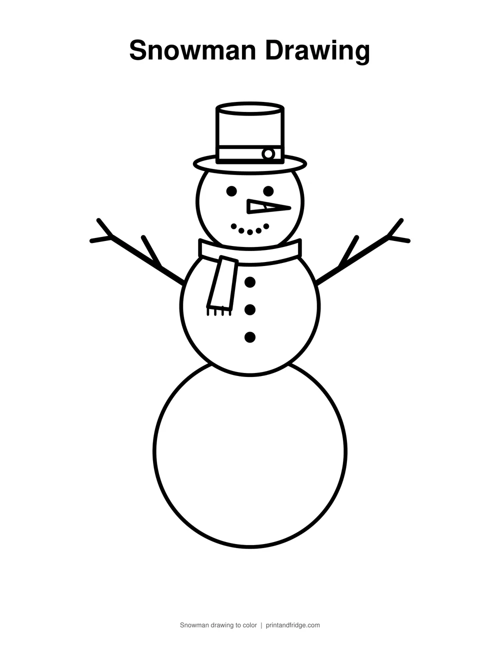 snowman drawing printable to color