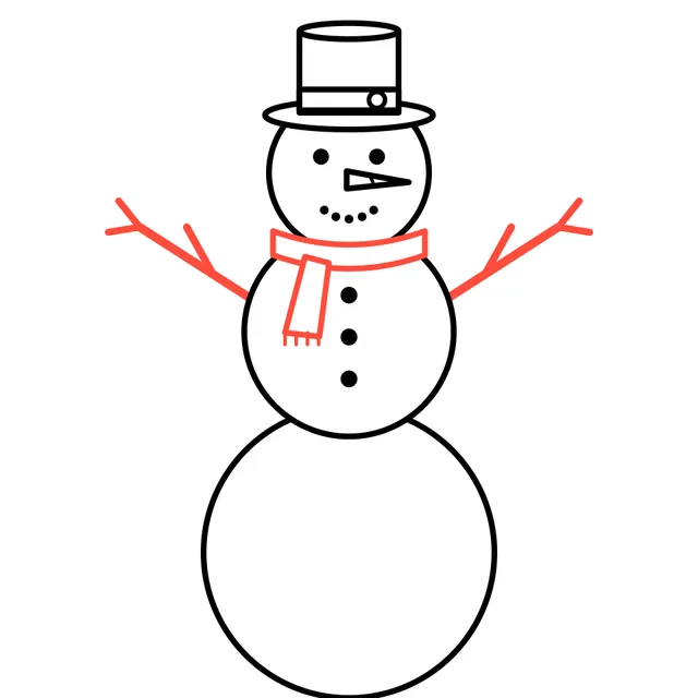 snowman drawing, step 6