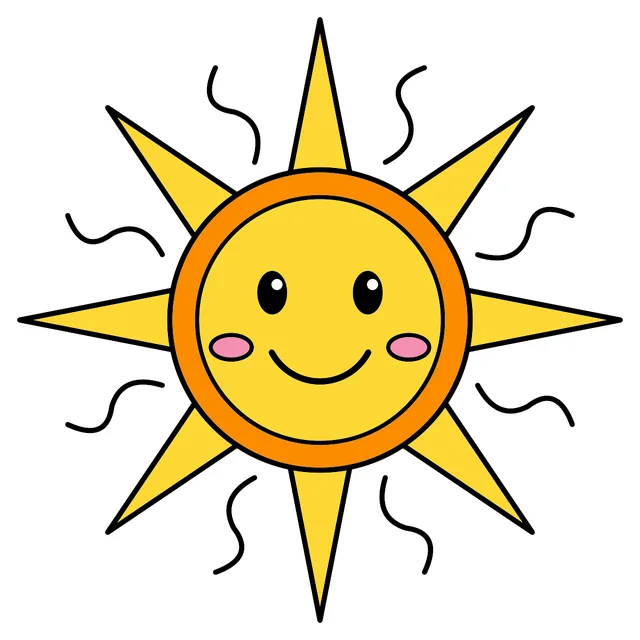 sun drawing colored in