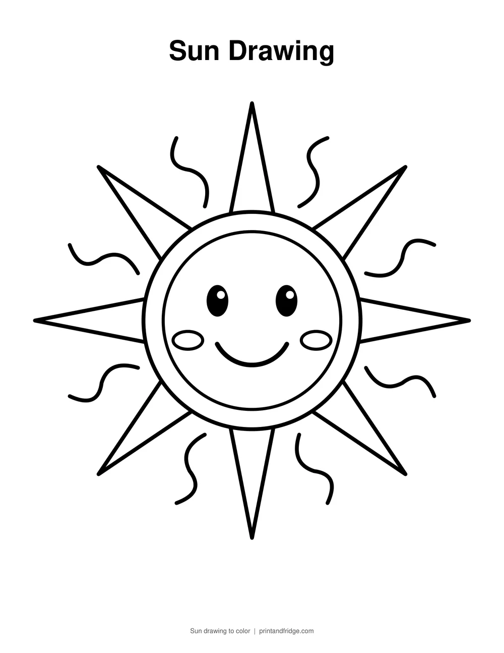 sun drawing printable to color